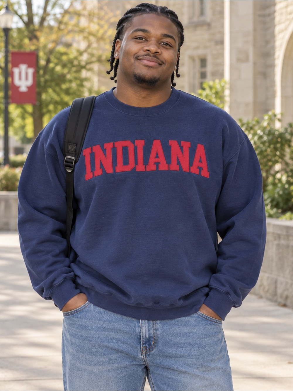 Vintage 90s Indiana Sweatshirt XL Fruit of the Loom USA Made Navy Red